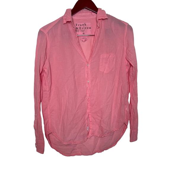 Frank & Eileen Eileen salmon pink ultralight button down shirt sz XS - Picture 1 of 6